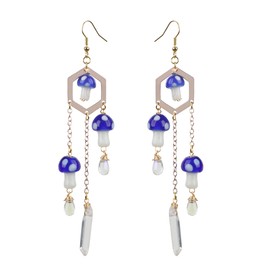 ZKBKJSPZJB Mushroom princess // mushroom earrings. Woodland earrings.Holographic Earrings……… (blue)