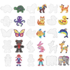 ZEPIQOR Pack of 15 Ironing Beads Plates, Templates for Beads for Crafts, Pegboards for Beads with Ironing Paper Accessories, 15 Patterns Craft for Children, Gift, Boys, Girls