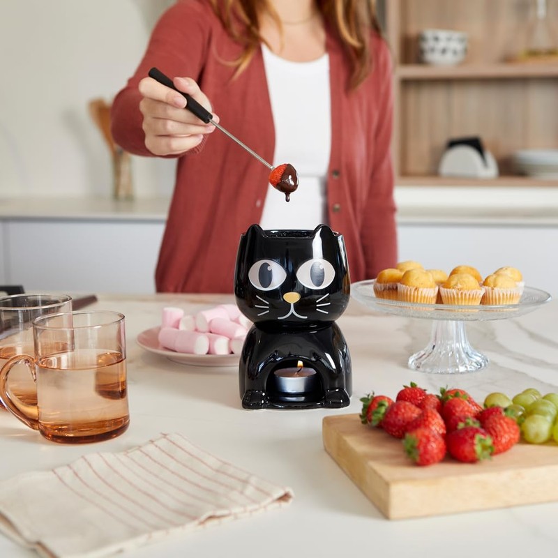 balvi Fondue Wake Cat Colour Black Heat Sensitive, Cat Opens