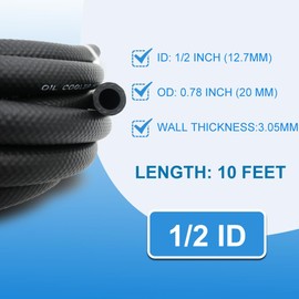 1/2" Transmission Oil Cooler Hose 10FT – SAE J1532 Certified, 300PSI High Pressure, Includes 10 Clamps for Leak-Free Fit (-40°F to 302°F) – Perfect for Power Steering & Hydraulic Systems
