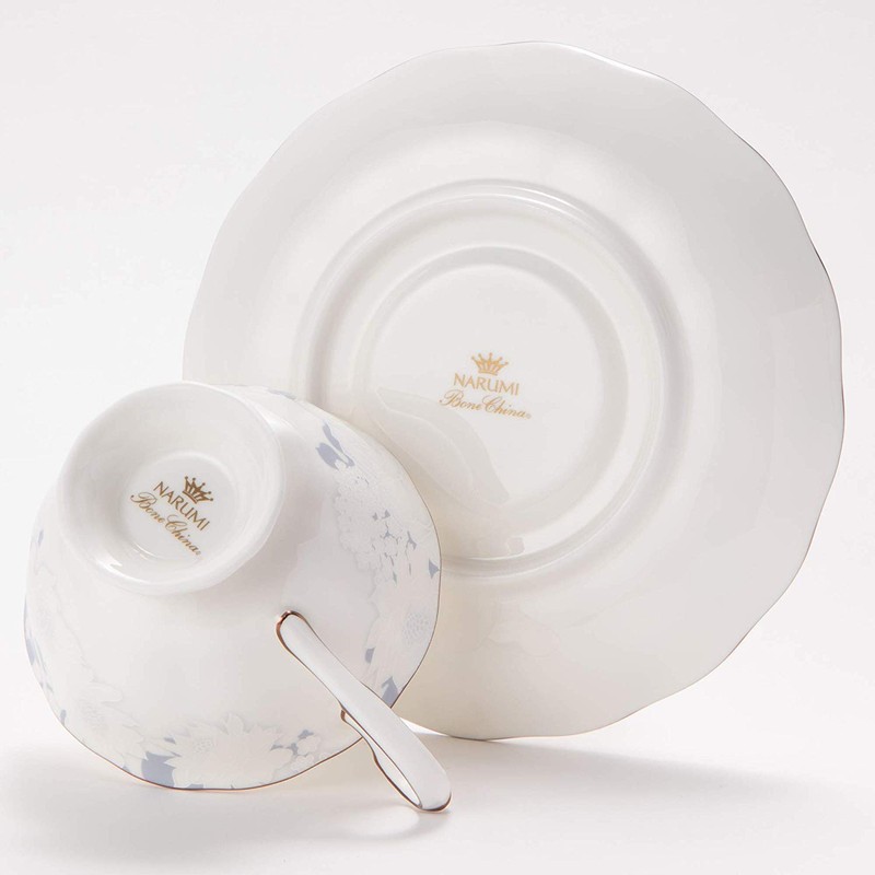 NARUMI(ナルミ) Rose Blanche Cup & Saucer 210cc Blue Floral Pattern