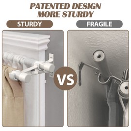 YeYeBest Double Curtain Rods 28 to 48 Inch, Metal Extendable Double Drapery Rod Set for Windows, White