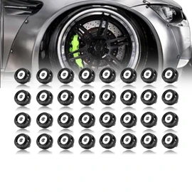 M6 Black Flat Anodized Aluminum Washer Bolt Kit, 32-Piece Hardware Kit for Widebody, Fender Flares, Bumpers, Mud Flaps and Engine Bay Dress-Up
