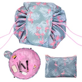 DKDDSSS Makeup Bag Cosmetic Bag, Lazy Drawstring Travel Make up Pouch, Portable Large Travel Cosmetic Bag, Travel Makeup Bag with Compartments, Travel Toiletry Bag, Bride Bridesmaid for Women Girl