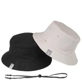 OG for you XXL 24.4 - 25.6 inches (62 - 65 cm), Bucket Hat, Large Size, Men's Hat, Reversible with String, black/beige, 3 l