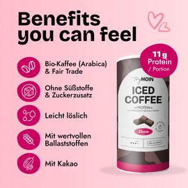 TryMOIN - Choco Protein Iced Coffee Powder without Added Sugar & Sweeteners - Real Organic Coffee with Protein, 100% Natural Ingredients - 11 g Protein per Serving, Easily Soluble - 20 Servings