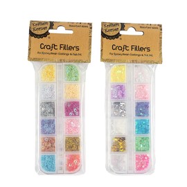 [2PK] Krafters Korner Craft Fillers In A Disc, Stars & Moon Fillers, Colorful, With A Durable Transparent Case, Applicable For Different Kinds Of Decoration, Filling Resin Product, Nail Art, Art Work, And DIY Crafts
