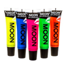 Moon Glow Neon UV Lip Gloss - Set of 5 - Scented and Glows Bright under UV