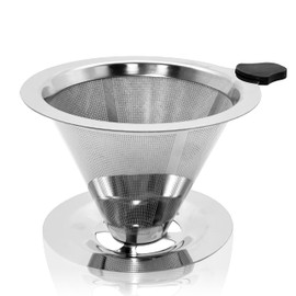 pour over coffee dripper strainer stainless steel coffee filter cone single serve maker paperless Reusable