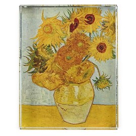 Dynasty Gallery Deskpop Handcut Crystal Paperweight with Felt Bottom Van Gogh Sunflowers 51104SUN 4 Inches x 2.6 Inches