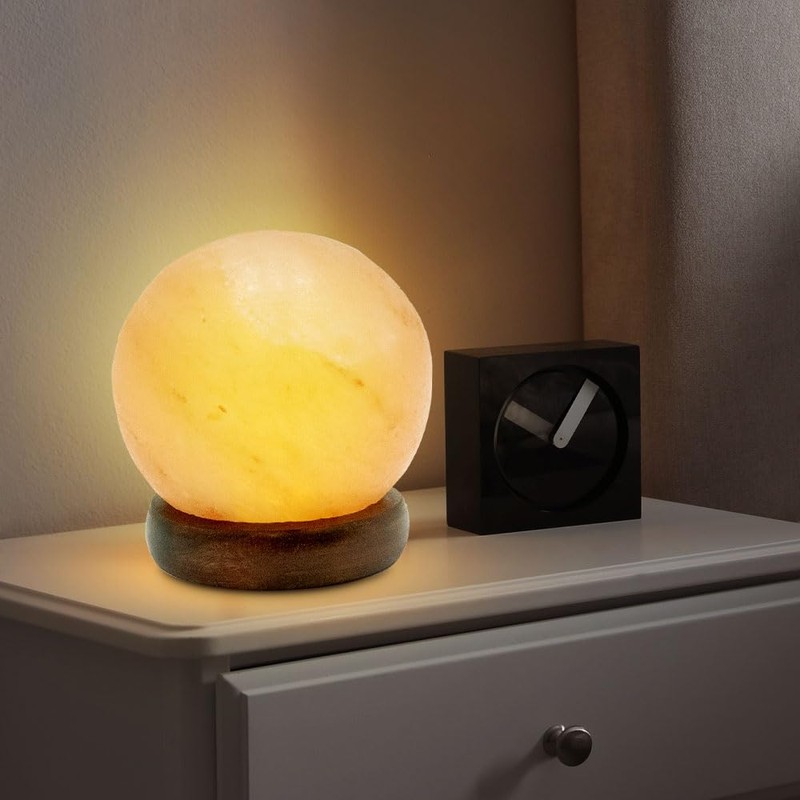Table Lamp Salt Crystal Salt Crystal Lamp Wooden Base Table