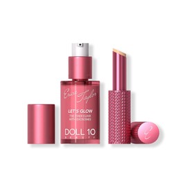DOLL 10 X Erica Taylor - Let's Glow Duo- Brightening Face Serum + Face & Under Eye Balm Stick - Hydrating Makeup Prep Set for Radiant, Refreshed Skin- Hyaluronic Acid, Niacinamide, NAD- Fair to Medium