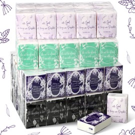 TaoBary 120 Pack Christian Pocket Tissue Travel Size Bible Verse Facial Tissues Bulk Scripture 3 Ply Small Individual Wrapped Wallet Size Prayer Inspirational Religious Church Gift