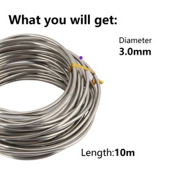 Stainless Steel Wire, Diameter 3.0 mm, 10 m, Wire, Stainless Steel Wire, Wire, Craft Wire, Wire for Crafts, Stainless Steel Wire Length 10 m