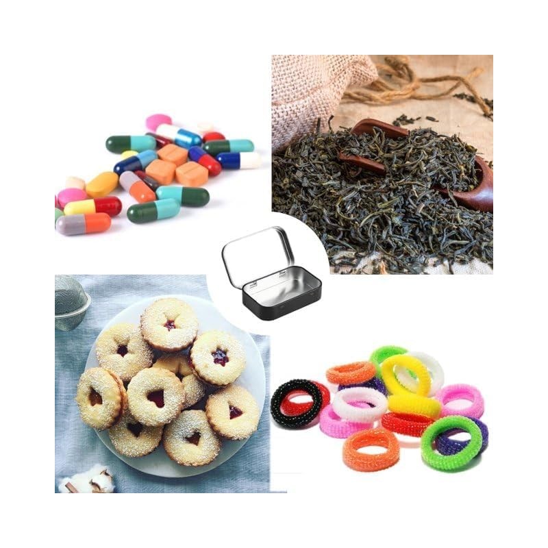 Zhuluck 3 Pcs Black Rectangular Small Tins with Lids Tin