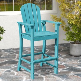 ORALNER Tall Adirondack Chairs, Outdoor High Back Balcony Chair, Weather Resistant HDPE Resin Plastic Bar Height Stools, 360 LBS Lifeguard Chair for Pool Patio Deck Backyard (1, Turquoise)