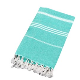 FEBE Beach Towel Bath Towel Green Cotton 180 x 80 cm Ultralight with Hand-Knotted Hammam Towel Sauna Towel Picnic Blanket Towel
