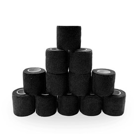 Self Adhesive Bandage Wrap Tattoo Grip Tape 2 inch x 5 Yards Cohesive Bandage Wrap Medical Wrap for Sports & First Aid, Elastic Self Sticking Bandage Tape Vet Wrap for Dogs (2 Inch, 12-Black)