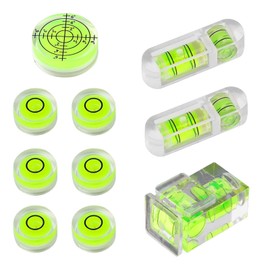 MsTeco Mini Bubble Spirit Level, Small Spirit Level Square Round Spirit Level Set for Camera, Camping, Caravan, Motorhome, Pack of 10