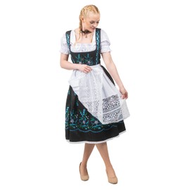 Dirndl Trachten Haus Women's 3-Piece Long Black Dirndl Dress Set For German Oktoberfest 18 XL