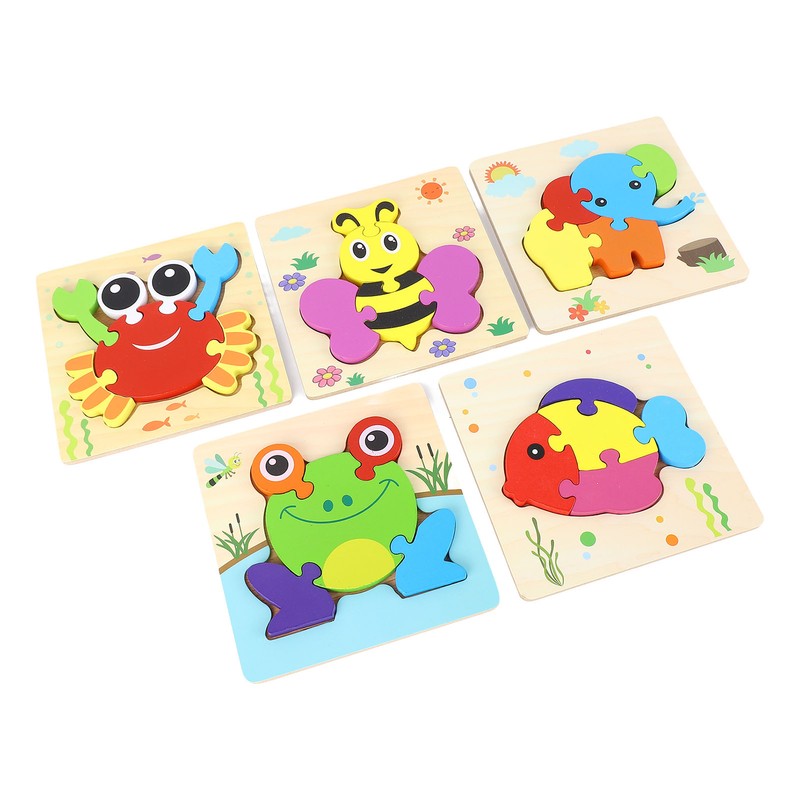 5pcs Baby Jigsaw Puzzles Animal Shaped Colorful Printing Educational Hands