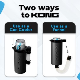 The Kong Skinny Can - Portable Coozie or Bottle Cooler/Cup With Detachable, Expandable, Hose To Funnel Your Drink (Black)