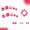 MERVF Press on Toenails for Women Red Glitter French Tip
