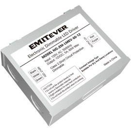 EMITEVER Electronic Dimmable Driver 60W,Power Supply Transformer 120VAC to 12VDC,Compatible with Lutron and Leviton Dimmers for LED Strip Light, Kitchen,Cabinet,UL Recognized,Class 2