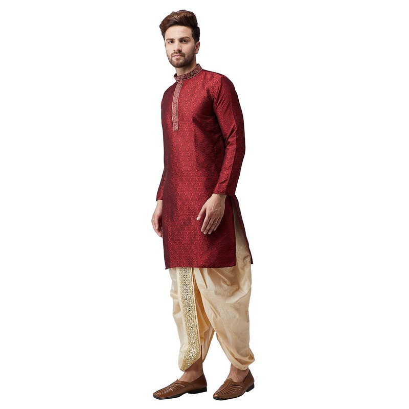 Sojanya (Since 1958, Seda, Border Dhoti para hombre, Oro, Talla