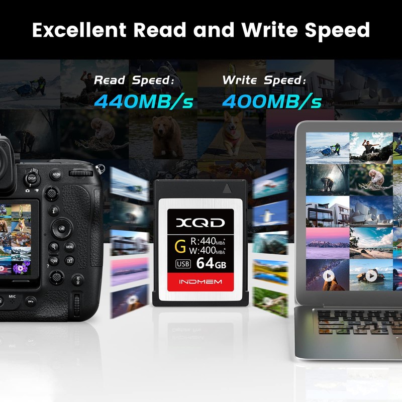 INDMEM 64GB XQD Memory Card Premium High Speed G Series