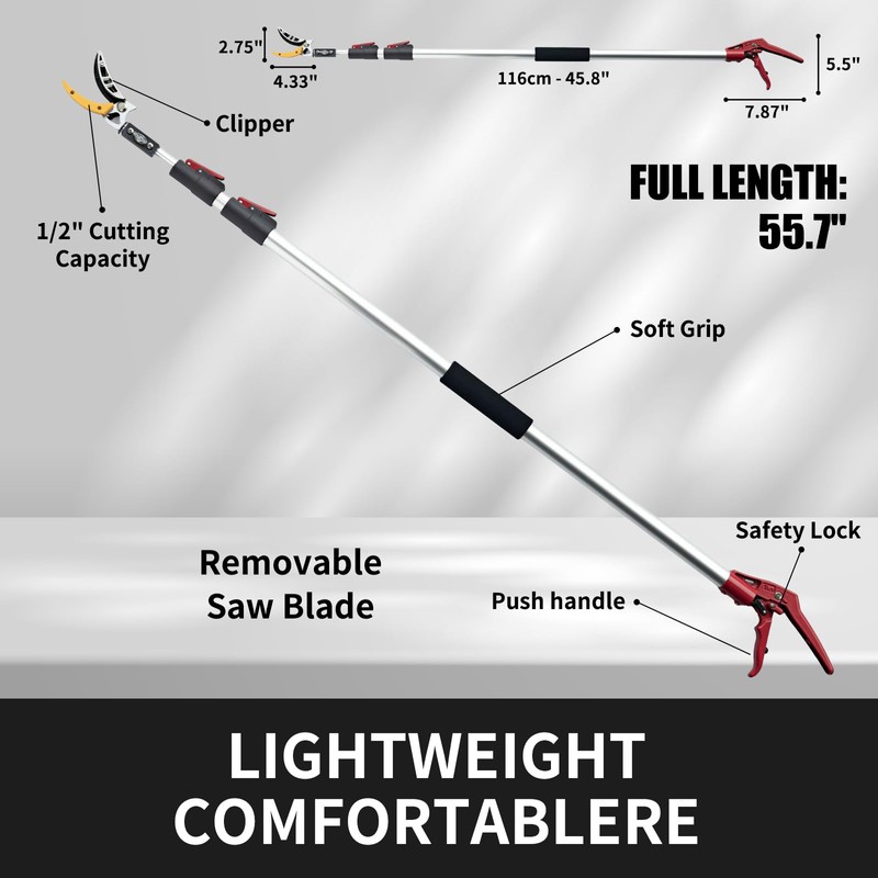 Heancare 4.6-10 Ft Tree Trimmers Long Handle Pruner with Long
