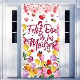 Feliz Dia de las Madres Banner Dia de las Madres Door Banner for Feliz Dia de las Madres Decorations, 71 x 35 Inch