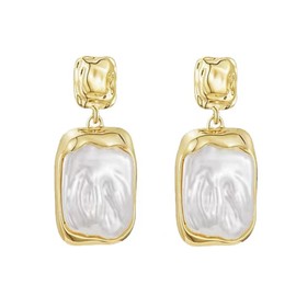 Pearl Earrings for Women Baroque Pearl Dangle Drop Earrings Gold and Pearl Earrings for Women Pearl Statement Earrings Wedding Bridesmaid Jewelry (Gold B)