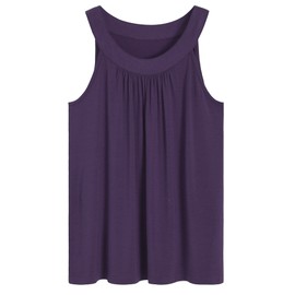 Latuza Women's Soft Viscose Tank Top Shorts Summer Pajamas Set, Eggplant, Small