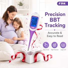 FDK Basal Body Thermometer for Ovulation, Large Dual-Color Backlit Display & 1/100th Degree High Precision, Accurate BBT Thermometer with Memory Recall Fertility Thermometer for Women Natural Tracking