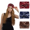 Alexis Leroy Haarbänder Damen Boho Gebatiktes Haarband Elastische Weiche Yoga Sport-Schweißband Haarschmuck 3 Pcs Klassik-Set