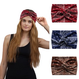 Alexis Leroy Haarbänder Damen Boho Gebatiktes Haarband Elastische Weiche Yoga Sport-Schweißband Haarschmuck 3 Pcs Klassik-Set