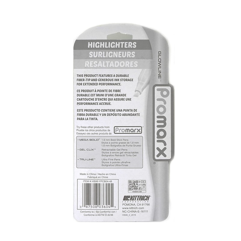 Promarx Glowline Pocket Highlighter Sticks, Yellow, 4 Count