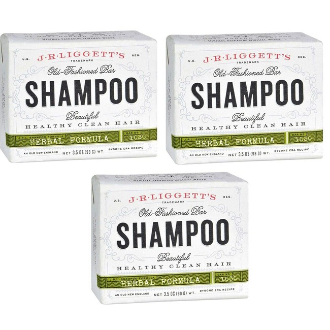 J·R·LIGGETT'S All-Natural Shampoo Bar, Herbal Formula - Supports Strong and Healthy Hair - Nourish Follicles with Antioxidants and Vitamins - Detergent and Sulfate-Free, Set of 3, 3.5 Ounce Bar