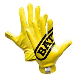BATT Double Threat Receiver Football Gloves UltraTack Palm PerfectFit Material Reinforced Stitching 90-Day Durability Guarantee:_Yellow_Youth_L