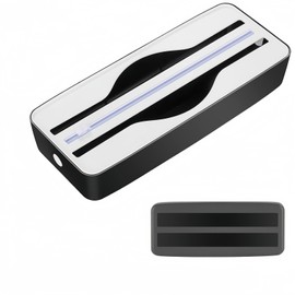 wrap Dispenser with Cutter，2 in 1 Plastic Wrap Dispenser, for Kitchen Plastic Wrap, Wax Paper and Aluminum Foil Dispenser, Maximum Replacement Roll 12 Inch * 492 Feet (Black Double Magnetic)