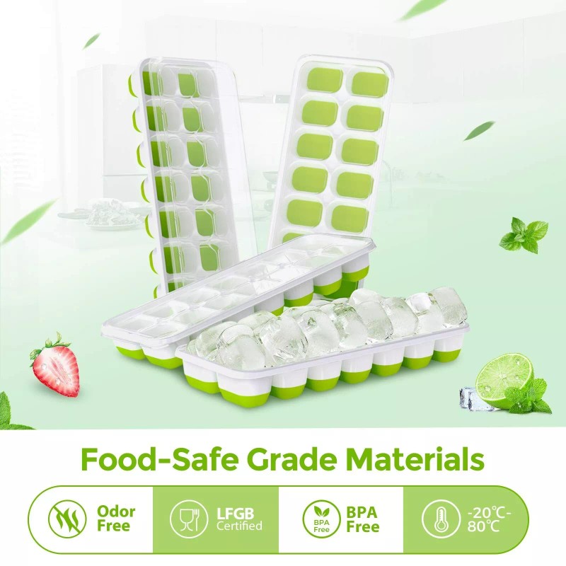 DOQAUS Ice Cube Trays 4 Pack, Easy-Release 56 pcs Ice