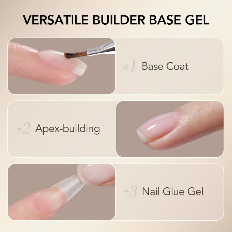 GAOY 30g Builder Base, Clear Nail Builder Gel, 2-in-1 Soak