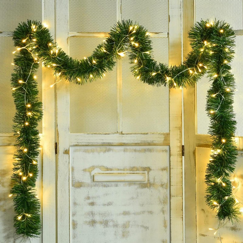 Garland Decorations | Mantle Garland - Artificial Green Tinsel Garland,