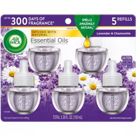Air Wick, Plug in Essential Oils Refill, 5Ct, 3.38 Fl Oz, Lavender and Chamomile
