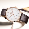 OLEVS Mens Wrist Watches Ultra Thin 6.5mm Minimalist Brown Leather