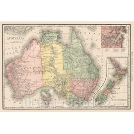 Historic Map - Australia (with Inset maps of Sydney and New Zealand), 1882, Rand McNally & Company - Vintage Wall Art 36in x 24in