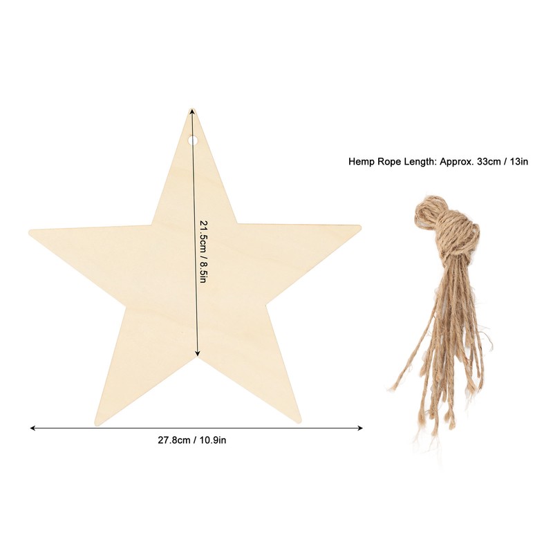 8Pcs Wooden Star Ornaments Blank Unfinished Small Christmas Tree Hanging