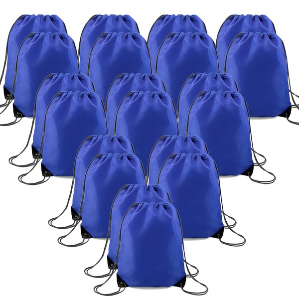BeeGreen 20 Packs Royal Blue Drawstring Bags for Birthday Party Gym Sports Multipurpose Polyester Cinch Sackpack Bulk for Heat Vinyl Pull String Sinch Sacks