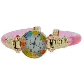 Glass Of Venice Murano Millefiori Bangle Watch - Pink Gold Multicolor
